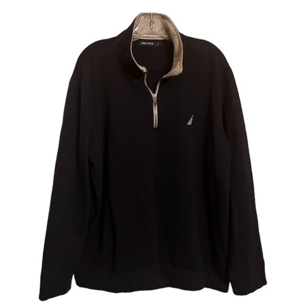 Vintage 1/4 Zip Nautica Sweatshirt pull over quarter zip Highneck Knit XL